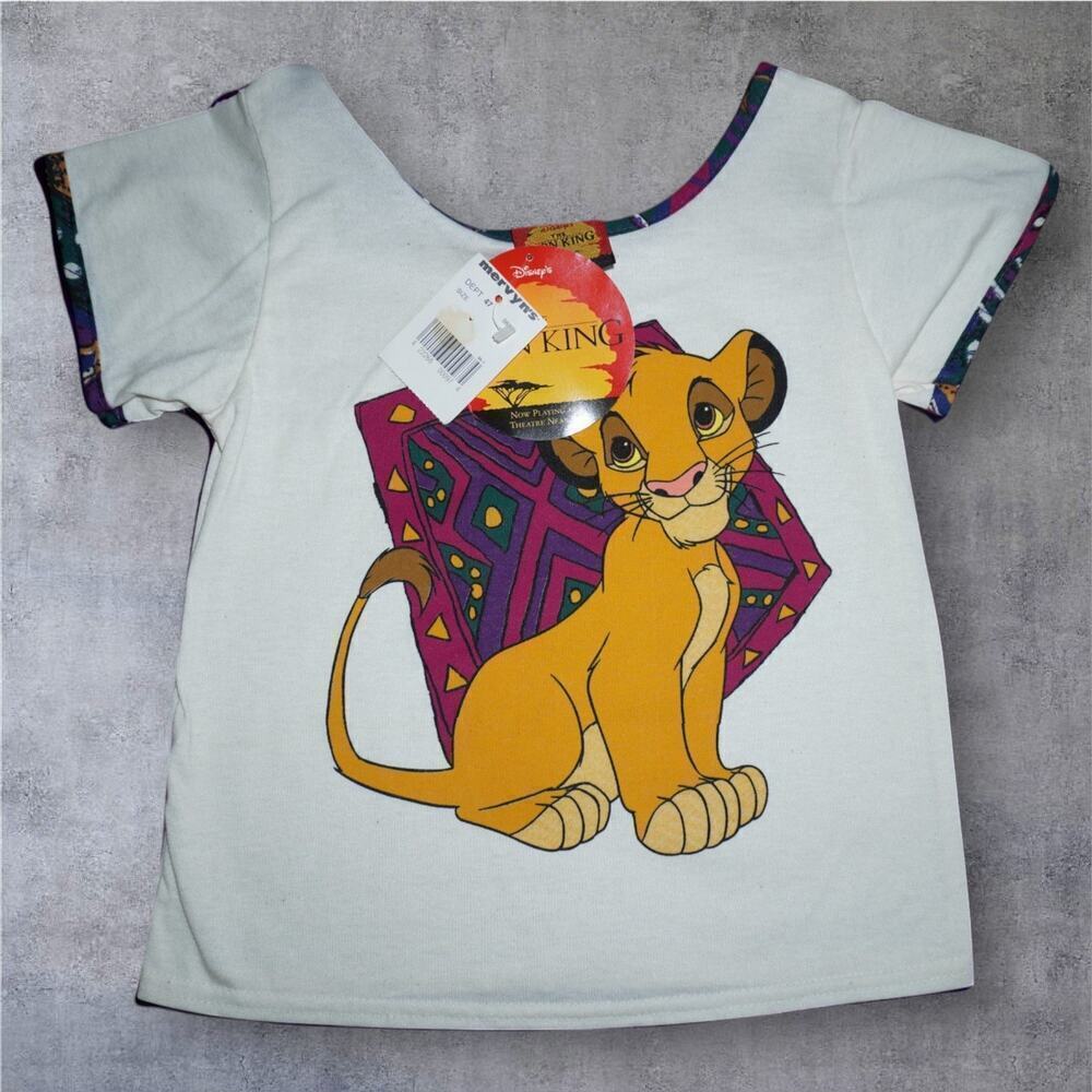 Deadstock Vintage Disney Lion King Simba T-Shirt –Size 6 Made in USA 90s Tee NWT